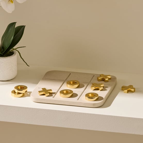 White & Gold Tic Tac Toe