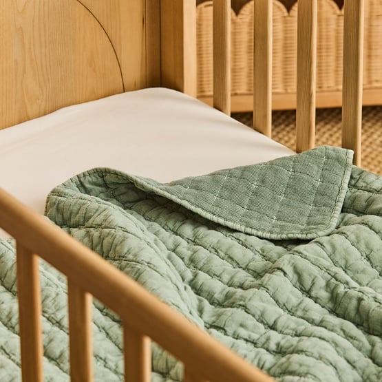 Ezra Eucalyptus Quilted Waffle Baby Blanket