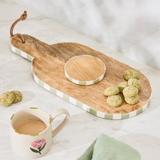 Umbria Green & White Timber Serving Board