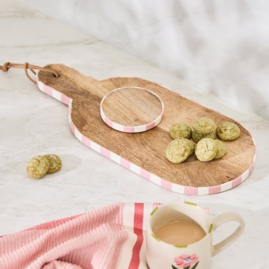 Umbria Pink & White Timber Serving Board