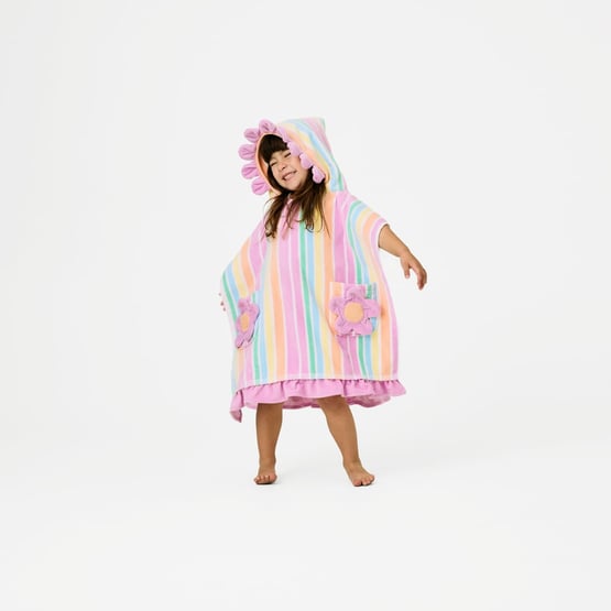 Kids Daisy Stripe Beach Hooded Towel