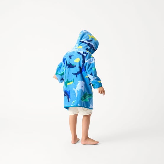Kids Swimming Shark Zip Up Hooded Towel