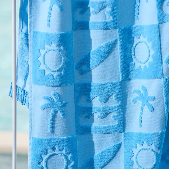 Kids Blue Shell Palm Beach Towel