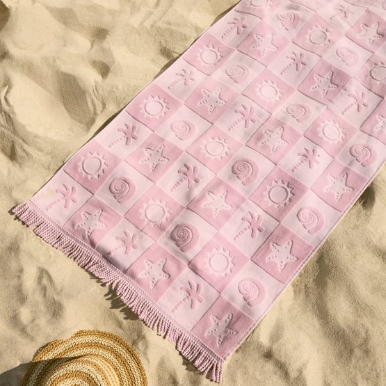 Kids Pink Shell Palm Beach Towel