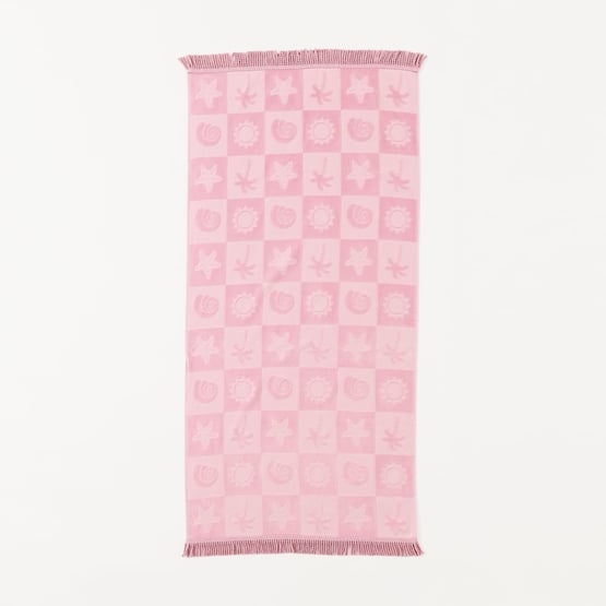 Kids Pink Shell Palm Beach Towel