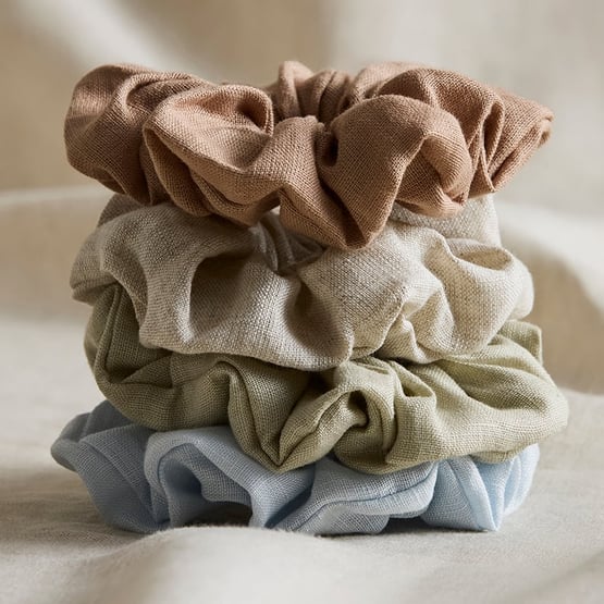 Vintage Washed Linen Scrunchies 3 Pack