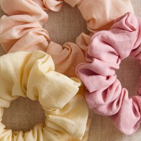 Vintage Washed Linen Scrunchies 3 Pack