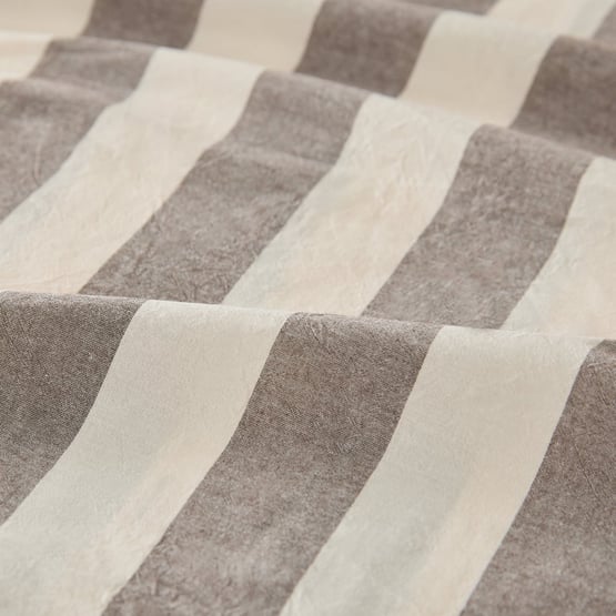 Stonewashed Cotton Natural & Chocolate Stripe Sheet Separates