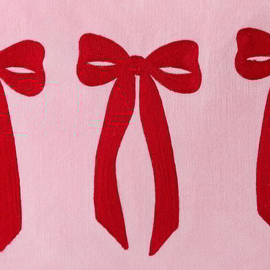 Bella Pink & Red Bow Cushion