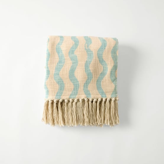 Summer Cotton Pink & Blue Shell Throw