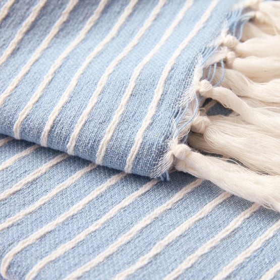 Raven Sky Blue Stripe Throw