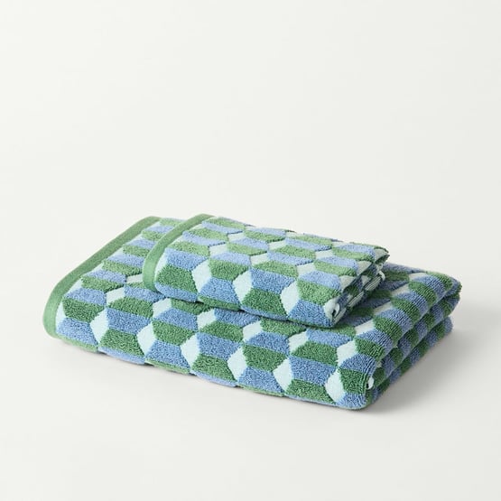Geo Blue & Green Bath Towel
