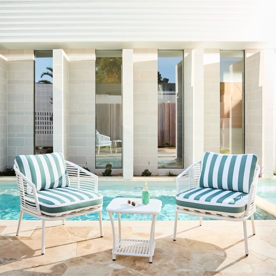 Whitehaven White & Forest Stripe Outdoor Lounge Set 