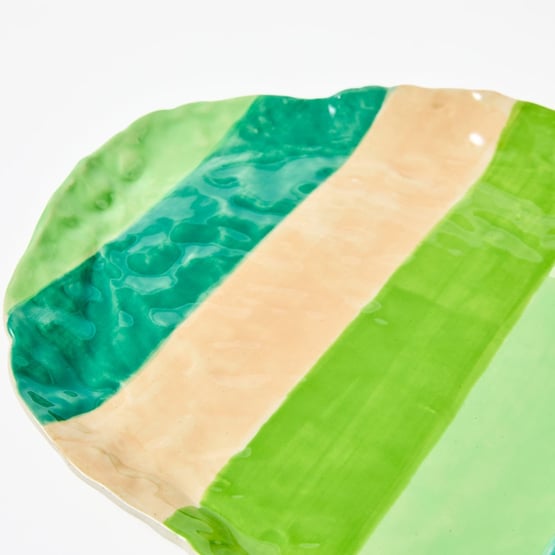 Tuscany Green Stripe Oval Platter