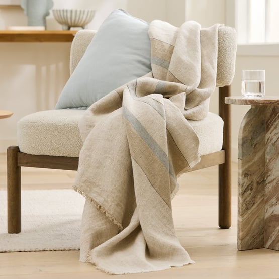 Indra Cashmere Blue Linen Throw