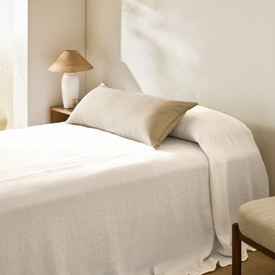 Vintage Washed Linen White Bedcover