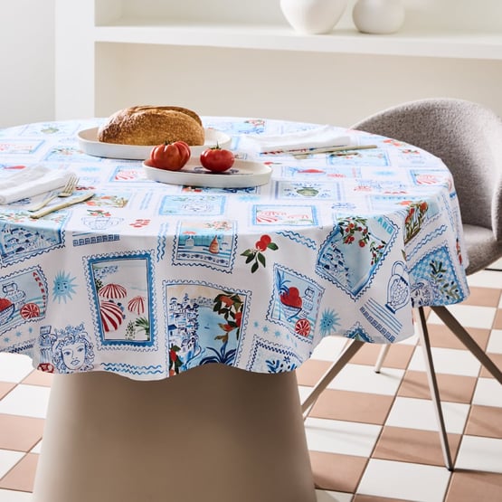 Amalfi Postcards Round Tablecloth