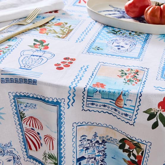 Amalfi Postcards Round Tablecloth