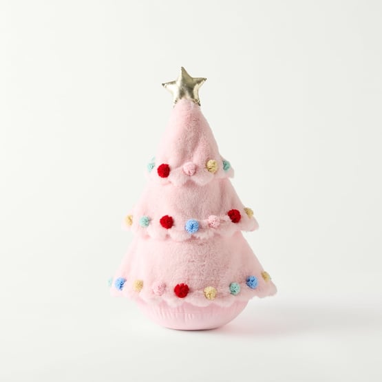 Light Pink Pompom Tree Christmas Cushion