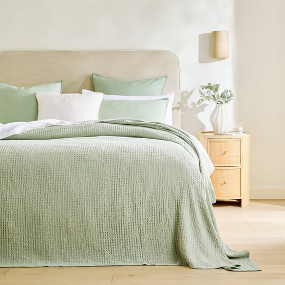 Koko Washed Seagrass Waffle Blanket