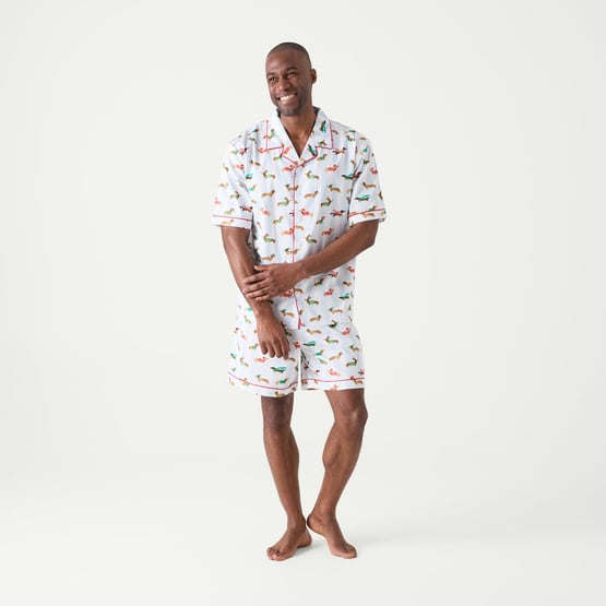 Men's Christmas Dachshund Blue Short Pyjama Set