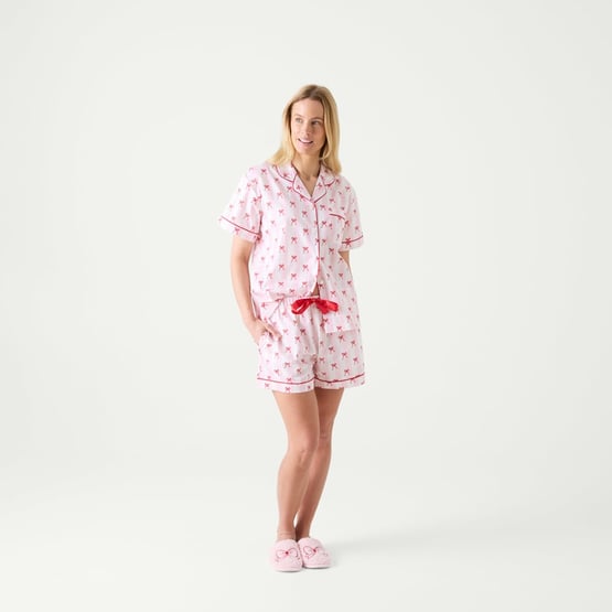 Women's Bows Pink Short Pyjama Set