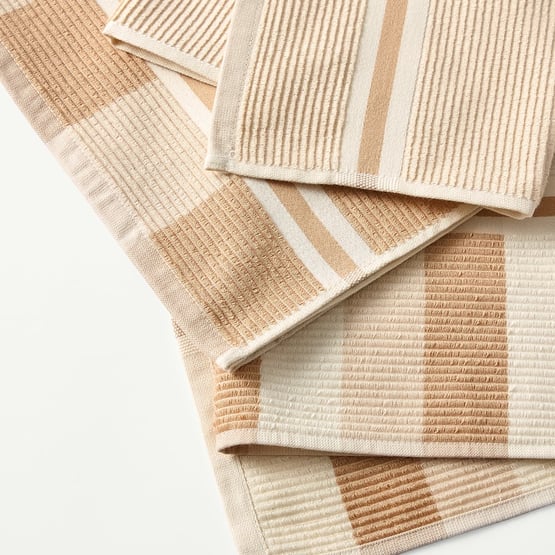 Australian Cotton Nougat Stripe Tea Towel Pack of 3