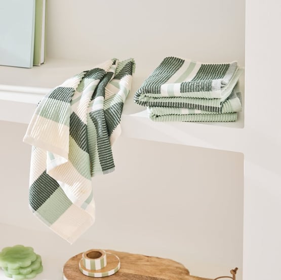 Australian Cotton Spinach Stripe Tea Towel Pack of 3