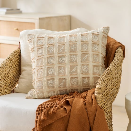 Kiri Natural & Brown Patchwork Cushion