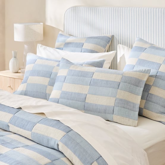 Sirena Blue Jacquard Quilted Pillowcases