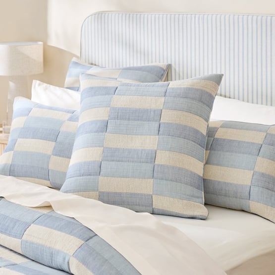 Sirena Blue Jacquard Quilted Pillowcases