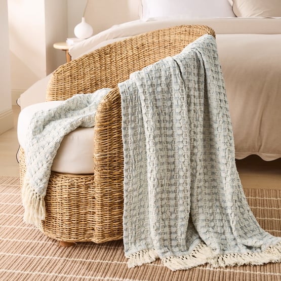 Byron Light Denim Marle Waffle Throw