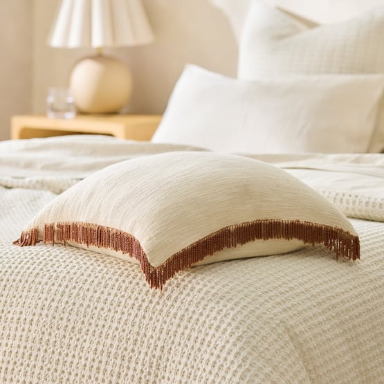 Rosie Natural & Bran Beaded Cushion