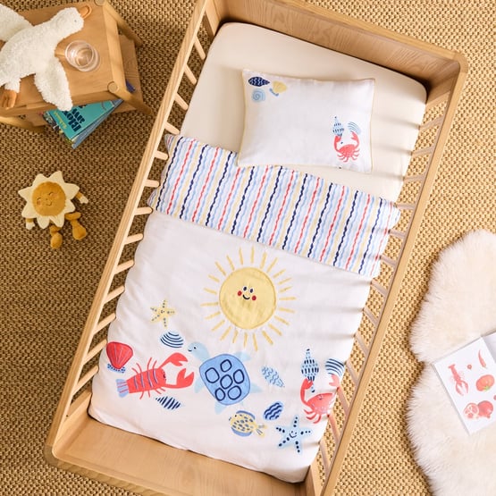Hello Sunshine White Cot Quilt Cover Set