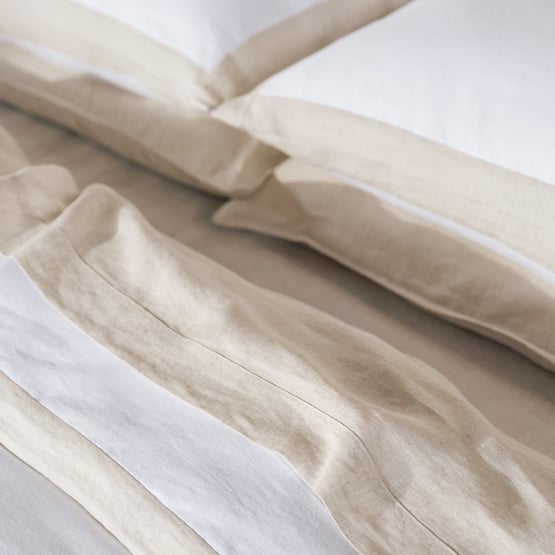 Vintage Washed Linen White & Linen Border Quilt Cover Separates