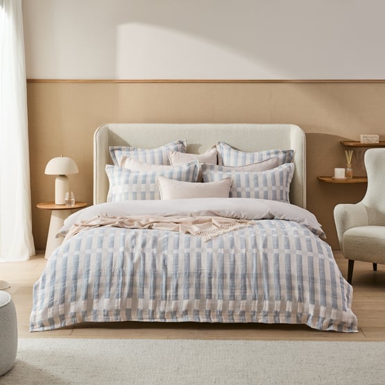 Sica Azure Check Quilt Cover Set + Separates