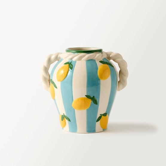 Santa Fe Blue & White Lemon Short Vase