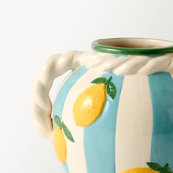 Santa Fe Blue & White Lemon Short Vase