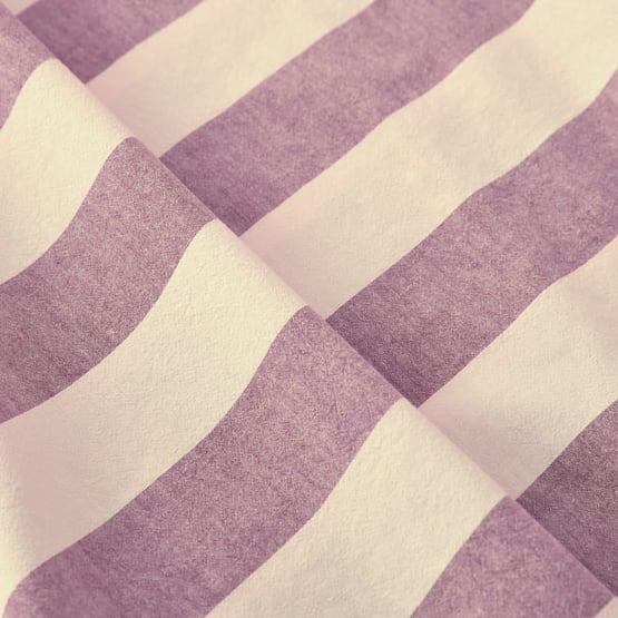 Stonewashed Cotton Berry Block Stripe Sheet Separates