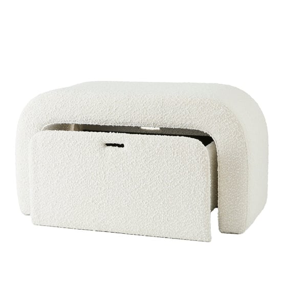 White Boucle Bench Seat & Toy Box