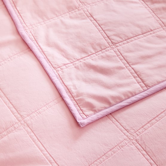Stonewashed Pink & Lilac Quilted Coverlet