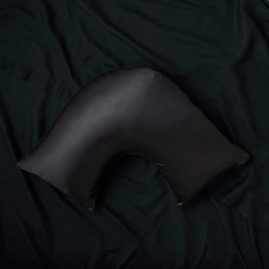 Pure Silk Black U Shape Pillowcase